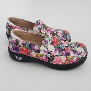 Alegria Leather Floral Colorful Comfort Clogs